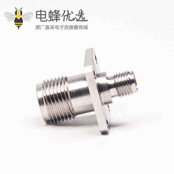 TNC转SMA连接器直式180度母转母4孔法兰不锈钢