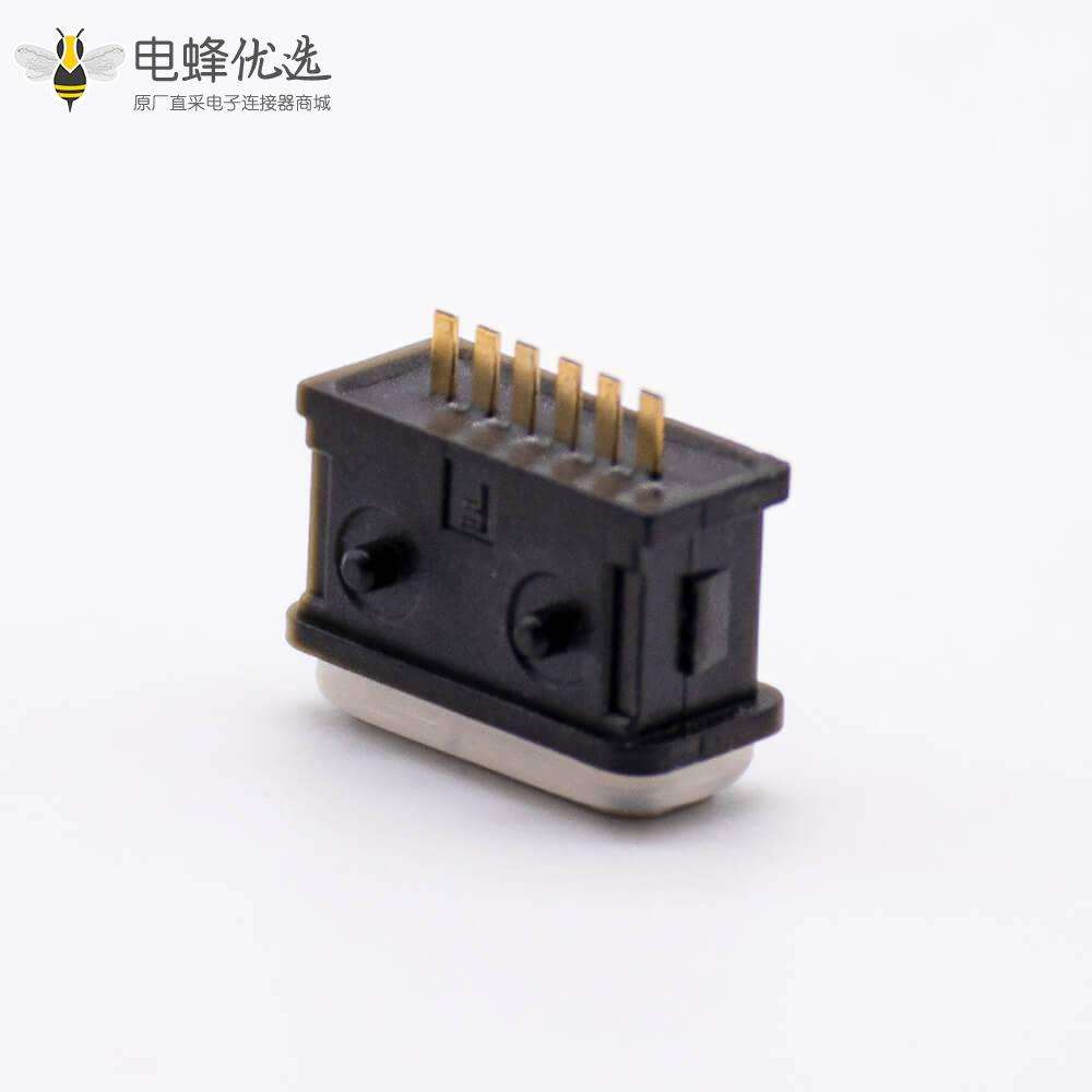 防水Type c连接器防水等级IPX8带防水圈立式插脚6芯贴板