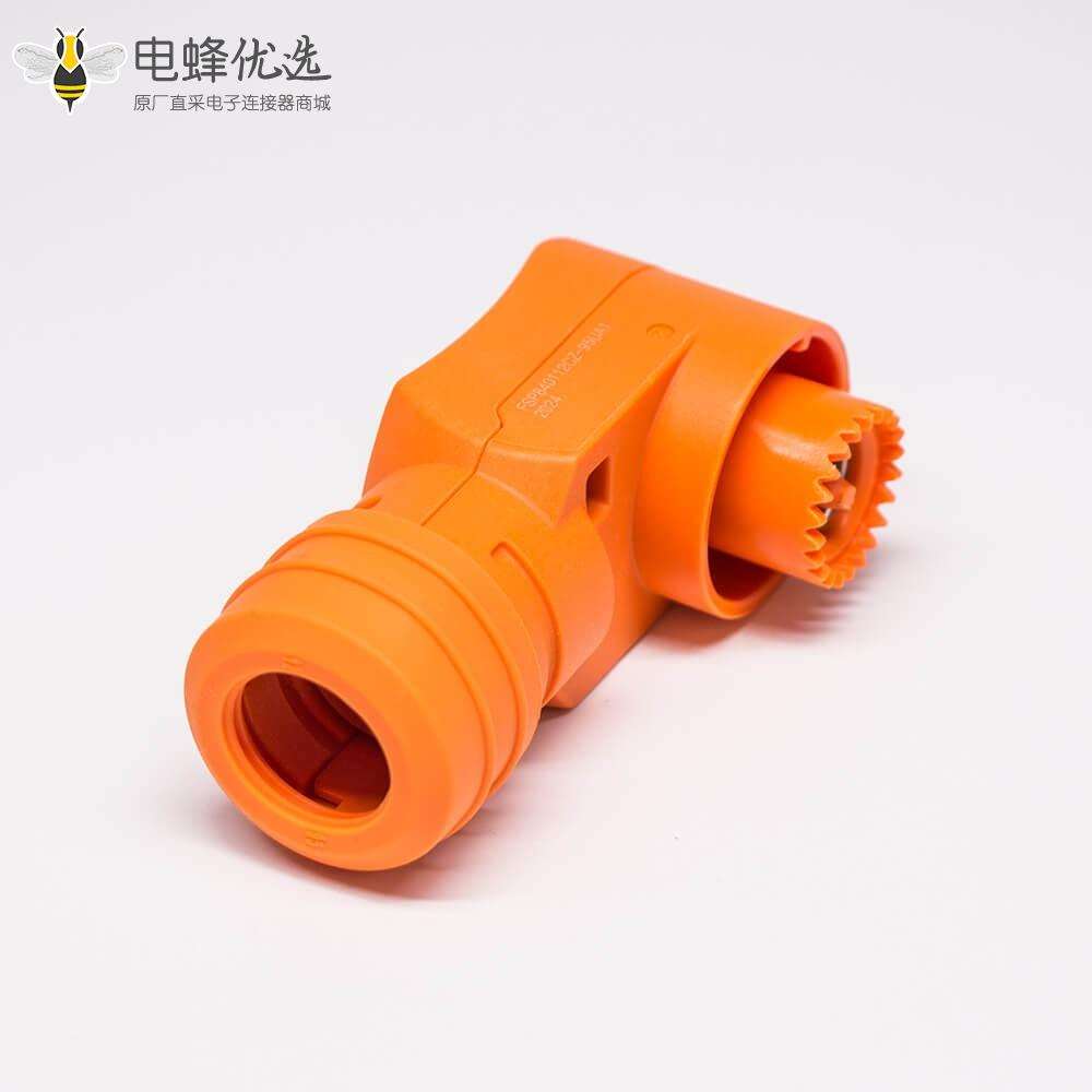 防水大电流连接器12mm橙色弯式IP54插头插座对接款300A
