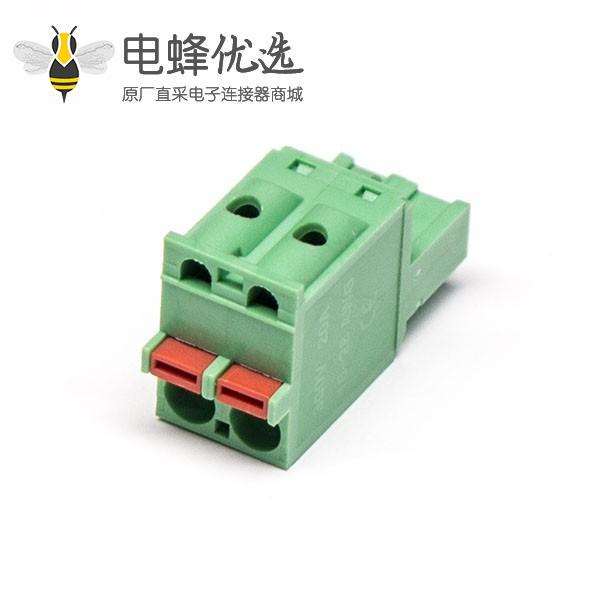 弹簧式PCB接线端子绿色插拔直式连接器