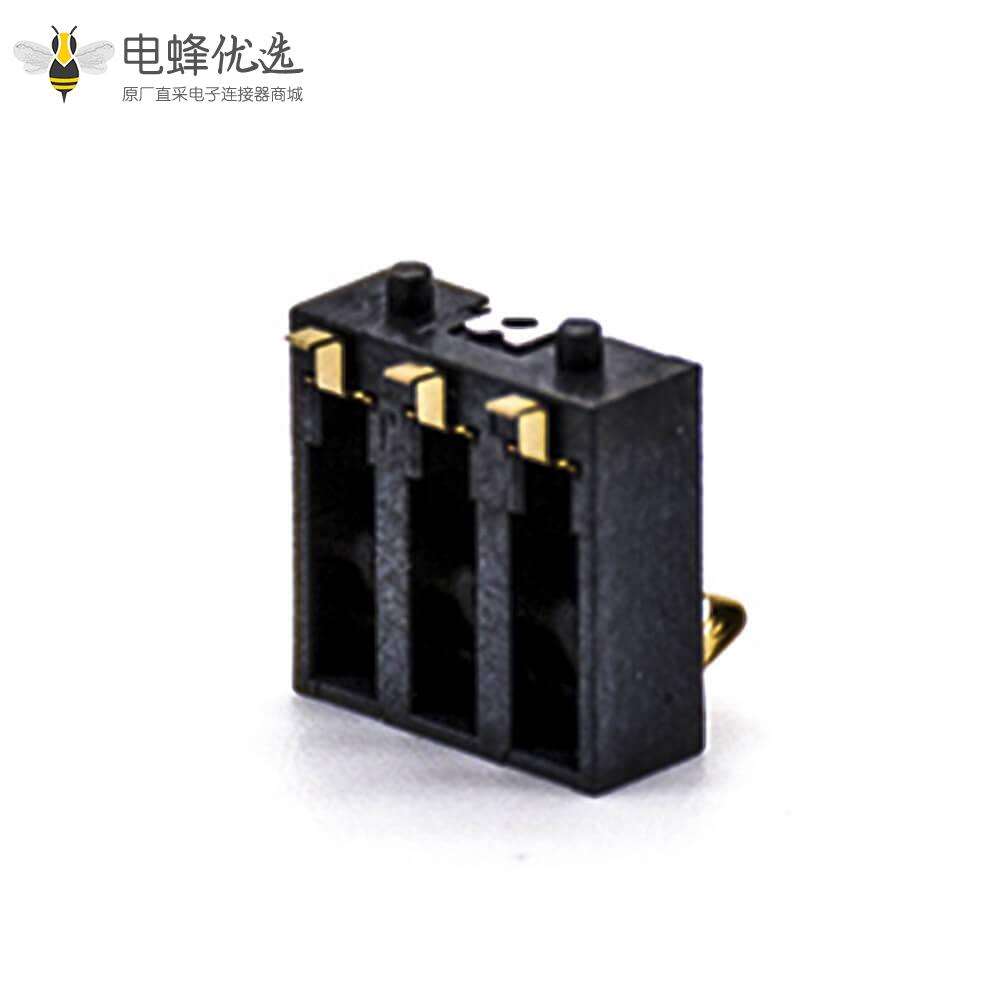 弹片式连接器3.0MM间距镀金弹片3芯电池座接PCB板