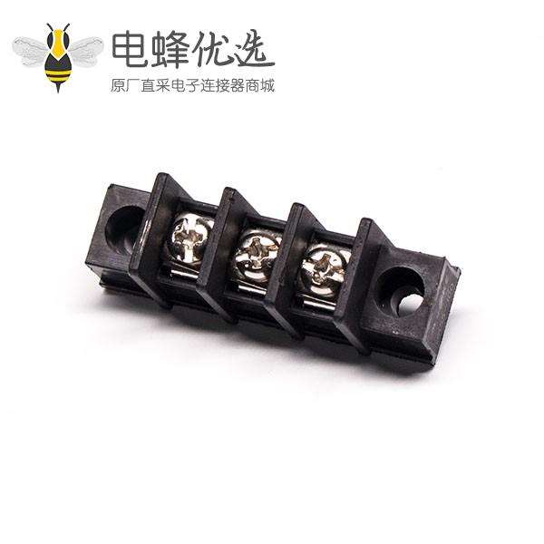 栅栏式系列接线端子黑色3芯弯式带法兰穿孔式