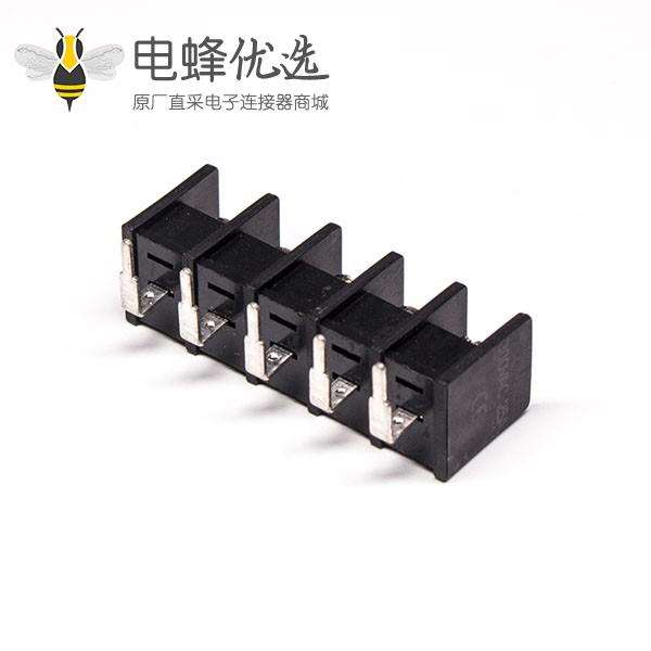弯角栅栏式接线端子5芯弯式黑色PCB版插板