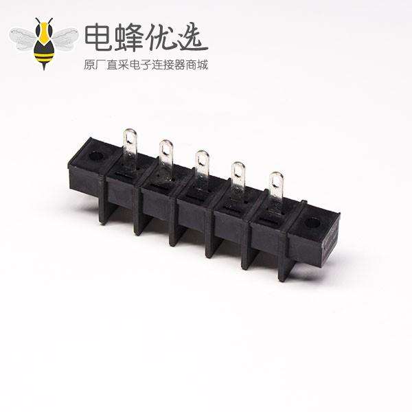焊线端子黑色5芯直式栅栏式PCB板安装接线端子