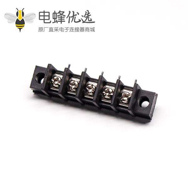 PCB栅栏式接线端子5芯弯式插PCB板接线端子黑色