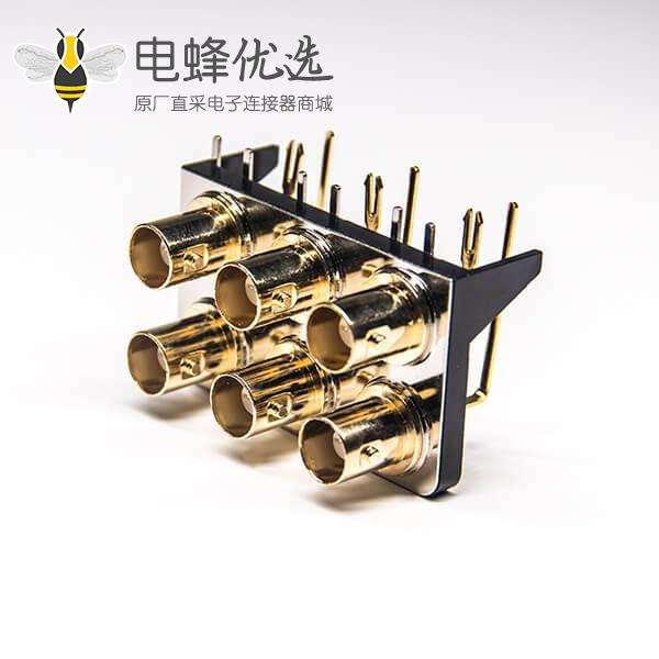 BNC连接器阻抗母头弯式穿孔式镀金插PCB板