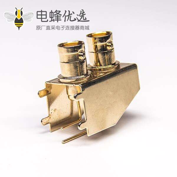 BNC视频接头连接器母头弯式插PCB板四瓣冲针50欧姆
