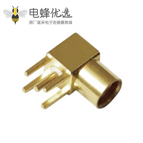 射频接头弯式镀金母头mcx面板安装