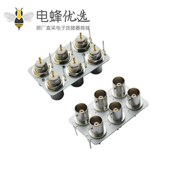 pcb 插座6同轴射频直式母头 BNC连接器