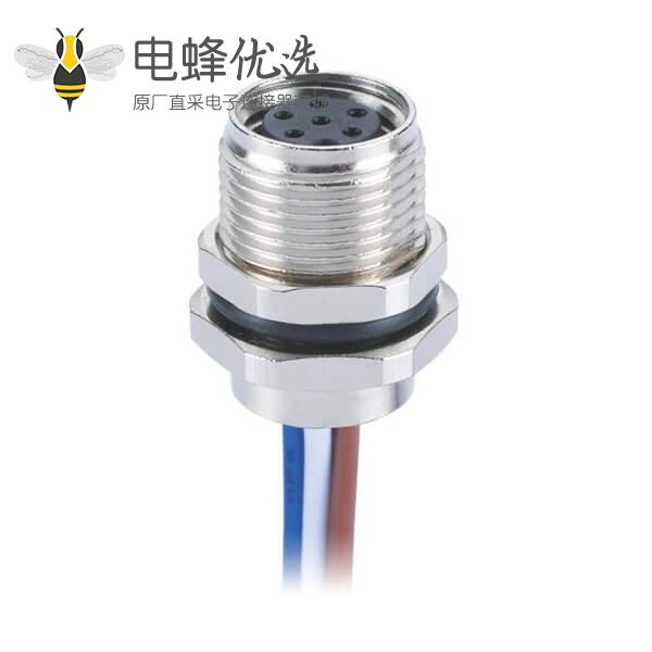 PCB压铆焊接端子 M8连接器3/4/6/8芯直式接线母插座