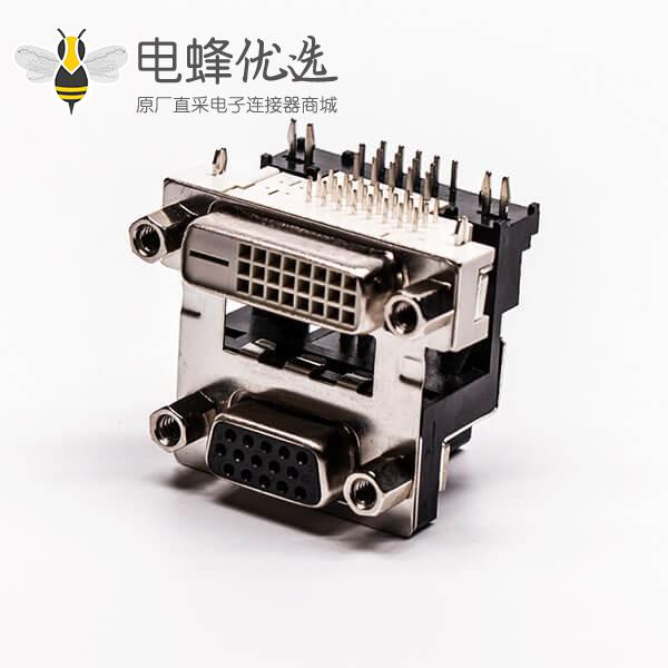 dvi与d sub双端口母头弯头弹片控孔5.48mm
