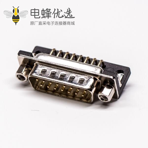 dsub15针接线公座90&deg;焊板白胶车针鱼叉脚铆锁镀金接PCB板