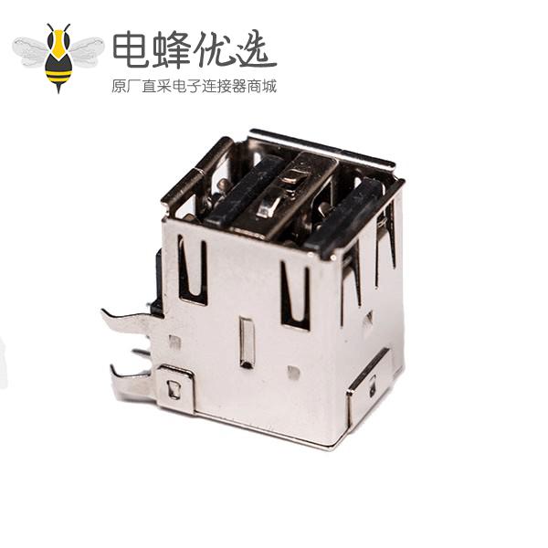 usb2.0双层母座母头弯式黑色胶芯