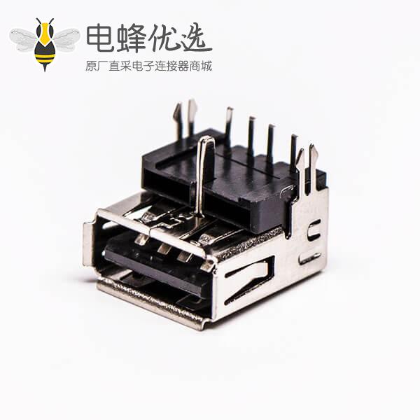 usb type a 插座母头弯式三脚定位鱼叉脚插板