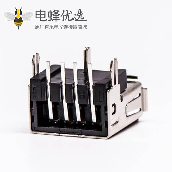 usb type a 插座母头弯式三脚定位鱼叉脚插板