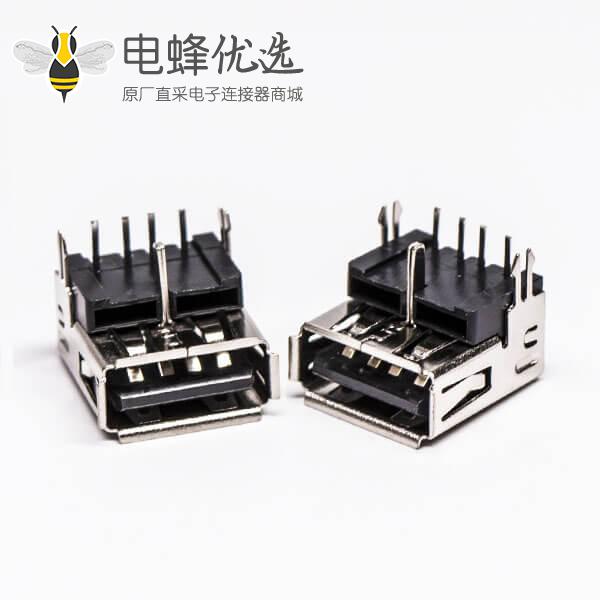 usb type a 插座母头弯式三脚定位鱼叉脚插板