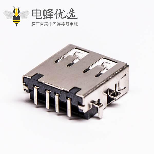 usb接口 type a母座弯头四脚前贴板后插板
