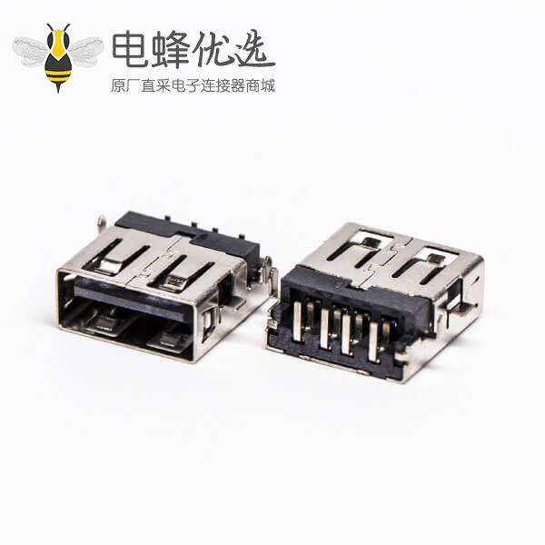 usb接口 type a母座弯头四脚前贴板后插板