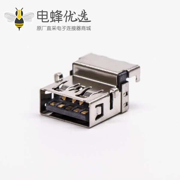 usb3.0母头沉板弯式加高两脚插板接PCB板