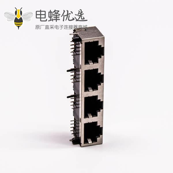 rj45插座接口母头90&deg;带屏蔽铜壳无灯PCB板
