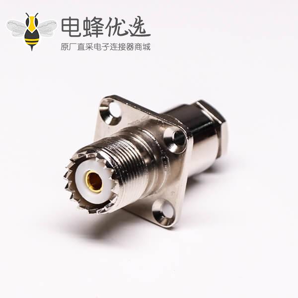 uhf同轴连接器母头直式UHF-SL16-J-4螺母锁紧带法兰接线