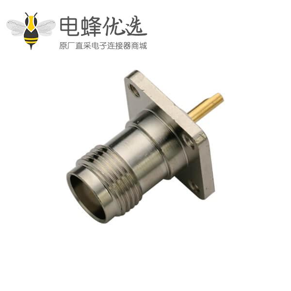 法兰式4孔方形面板安装tnc直式母头焊接连接器