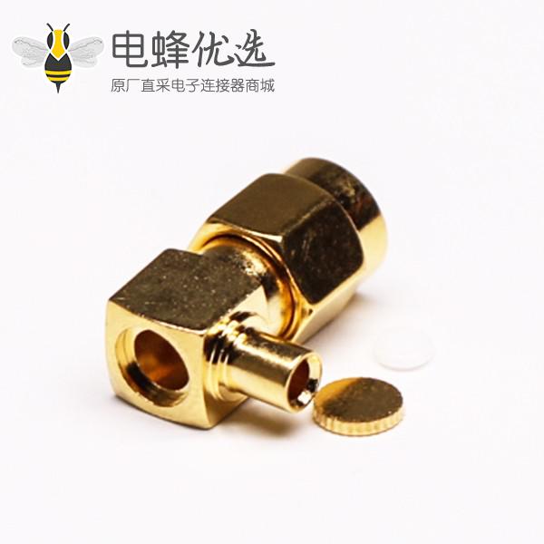SMA公头射频线90度镀金焊接同轴线缆