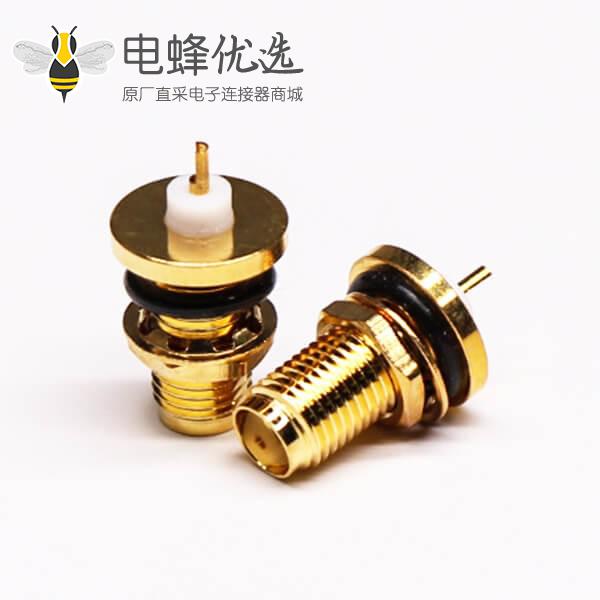 SMA防水连接器直式母头穿墙车针焊线带防尘盖