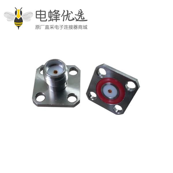 有线电视 头SMA防水连接器树脂灌胶四孔法兰盘直式母头面板安装