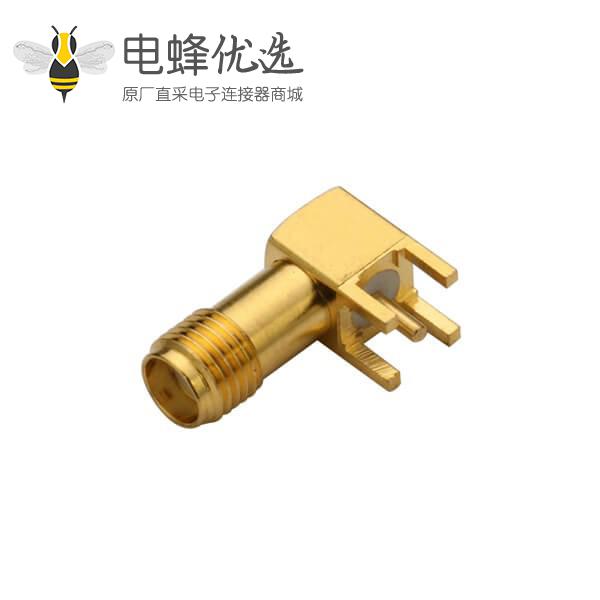 pcb插板连接器弯式穿孔SMA镀金连接器母头