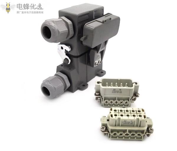 厂家直销10芯10A高频重载连接器矩形航空插头插座顶部或侧面出线