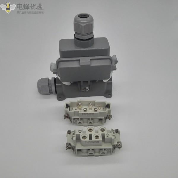 4+2芯大电流80A重载连接器矩形航空插头插座接插件