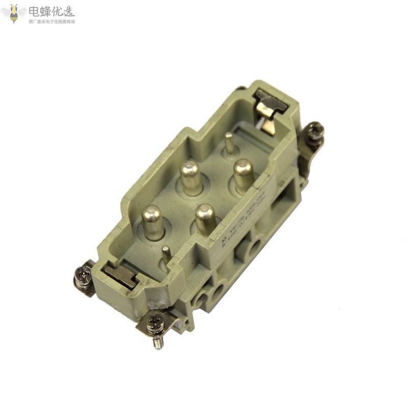 4芯防水重载连接器厂家直发PC料内芯镀银/镀金插针矩形工业连接器