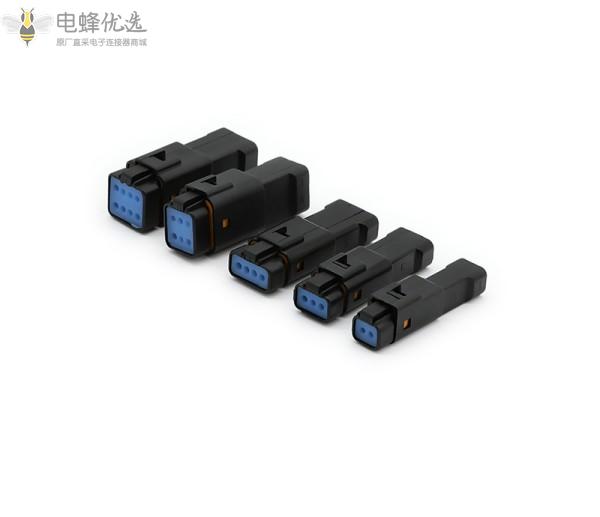 2孔微型汽车连接器防水防尘接插件黑色矩形公母对接插头