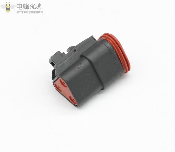 06-3S-E004防水3孔汽车连接器三角形国产接插件黑色插头