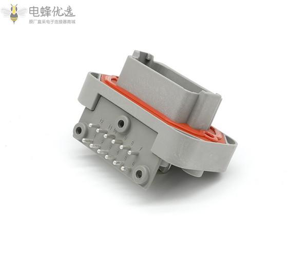 13-12P防水汽车连接器12孔公母端子PCB接插件弯针
