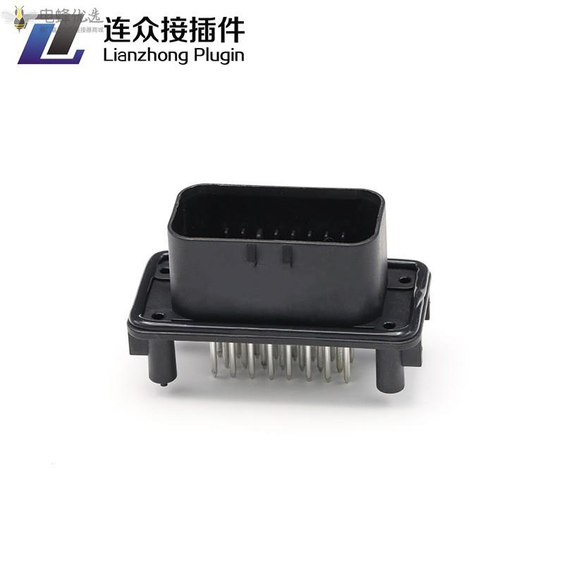 776087-1汽车连接器23芯防水针座弯针23PIN通孔安装PCB插针
