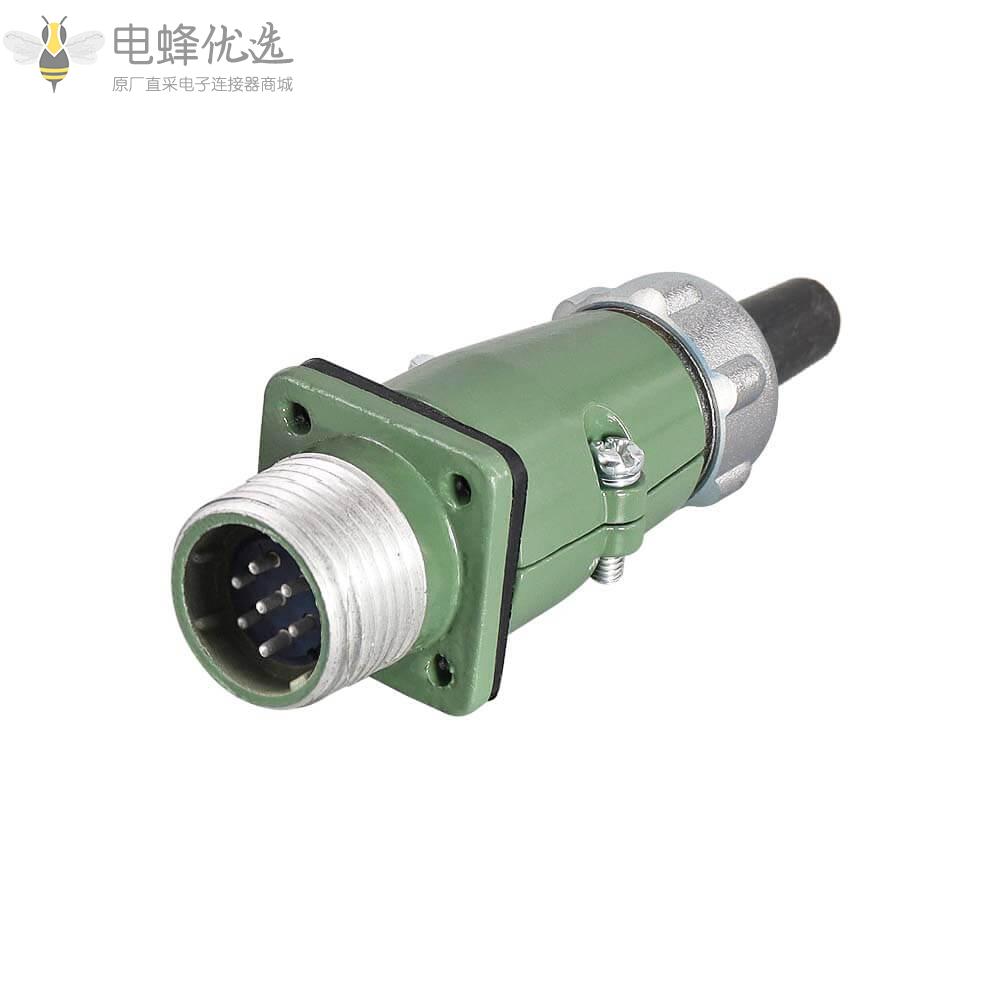 圆形四孔法兰航空插座7芯直式2P+PE航空连接器10A400V防水YD20正装ZQ