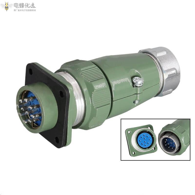 防水直式反装YD28系列TP+Z公头母座10A500V航空连接器10芯2P+PE
