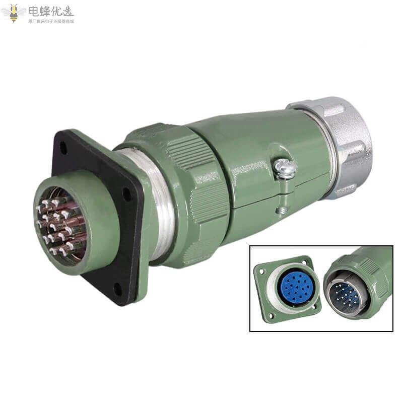圆形带四孔法兰YD28系列15芯反装TP+Z防水防潮10A400V航空连接器