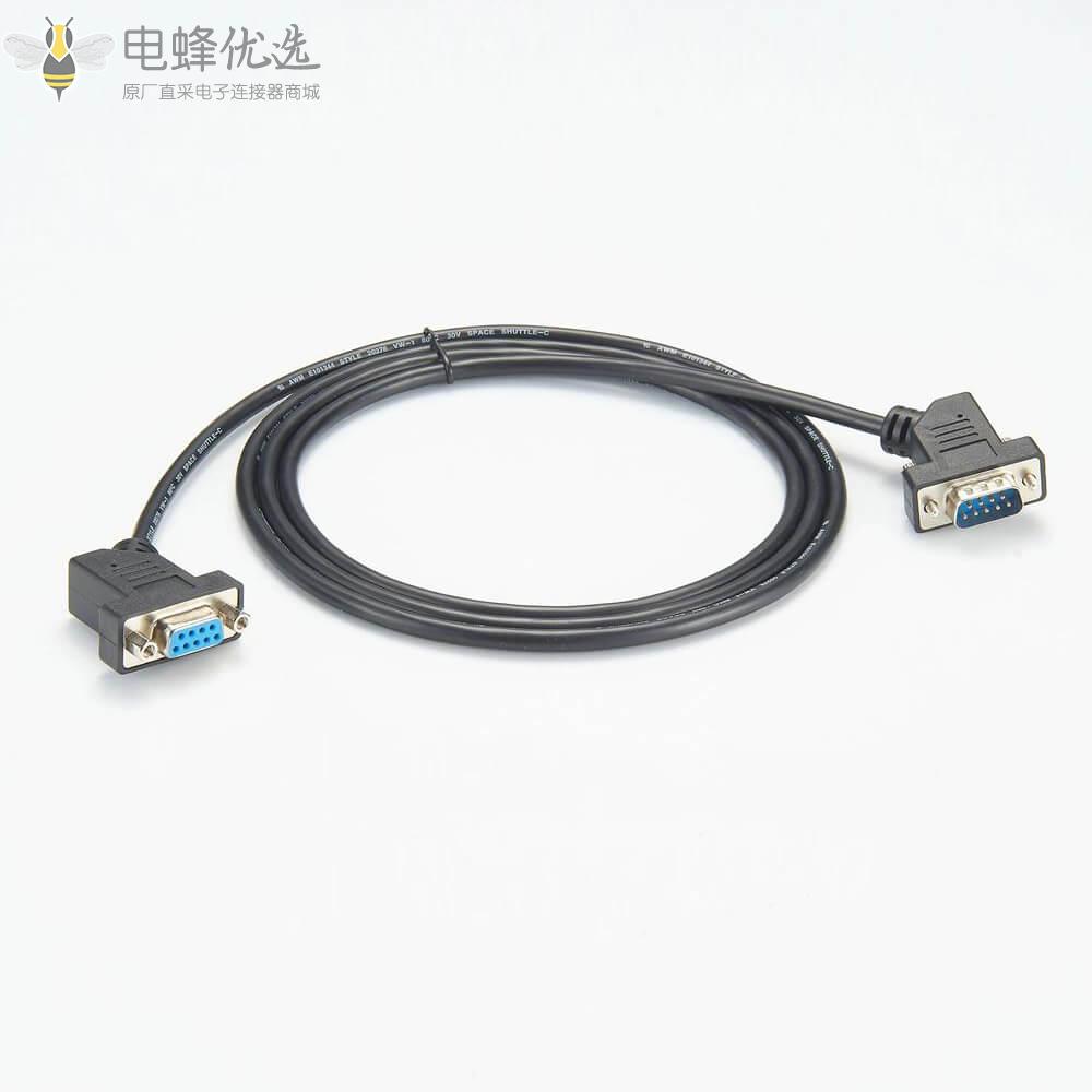 45&deg;弯式DB9公头转45&deg;弯式DB9母头接1m线材连接线