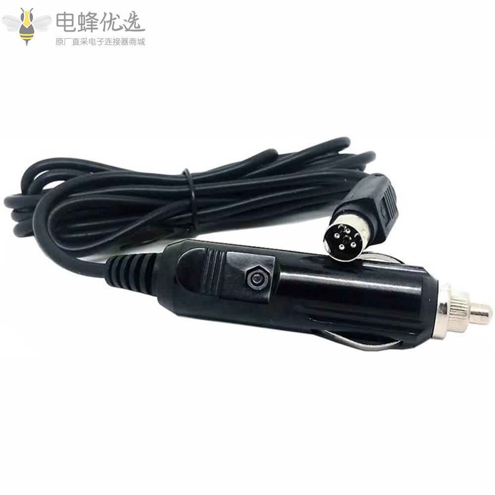 汽车点烟器12V至电源Din_4针公头电缆2M