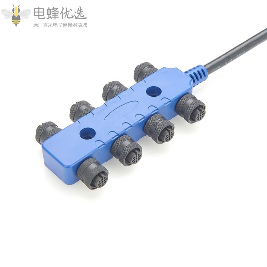 8通船用NMEA_2000网络Drop电缆M12_8母头转1公头线材1米总线电缆防水游艇电源线接头