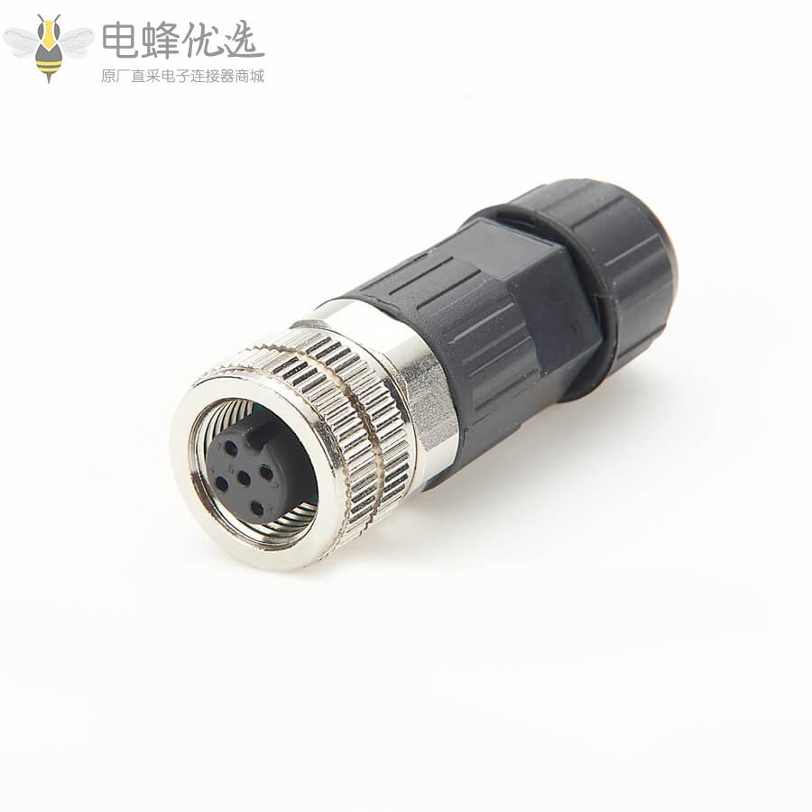 NMEA2000自由组装船舶接头M12连接器母头5芯