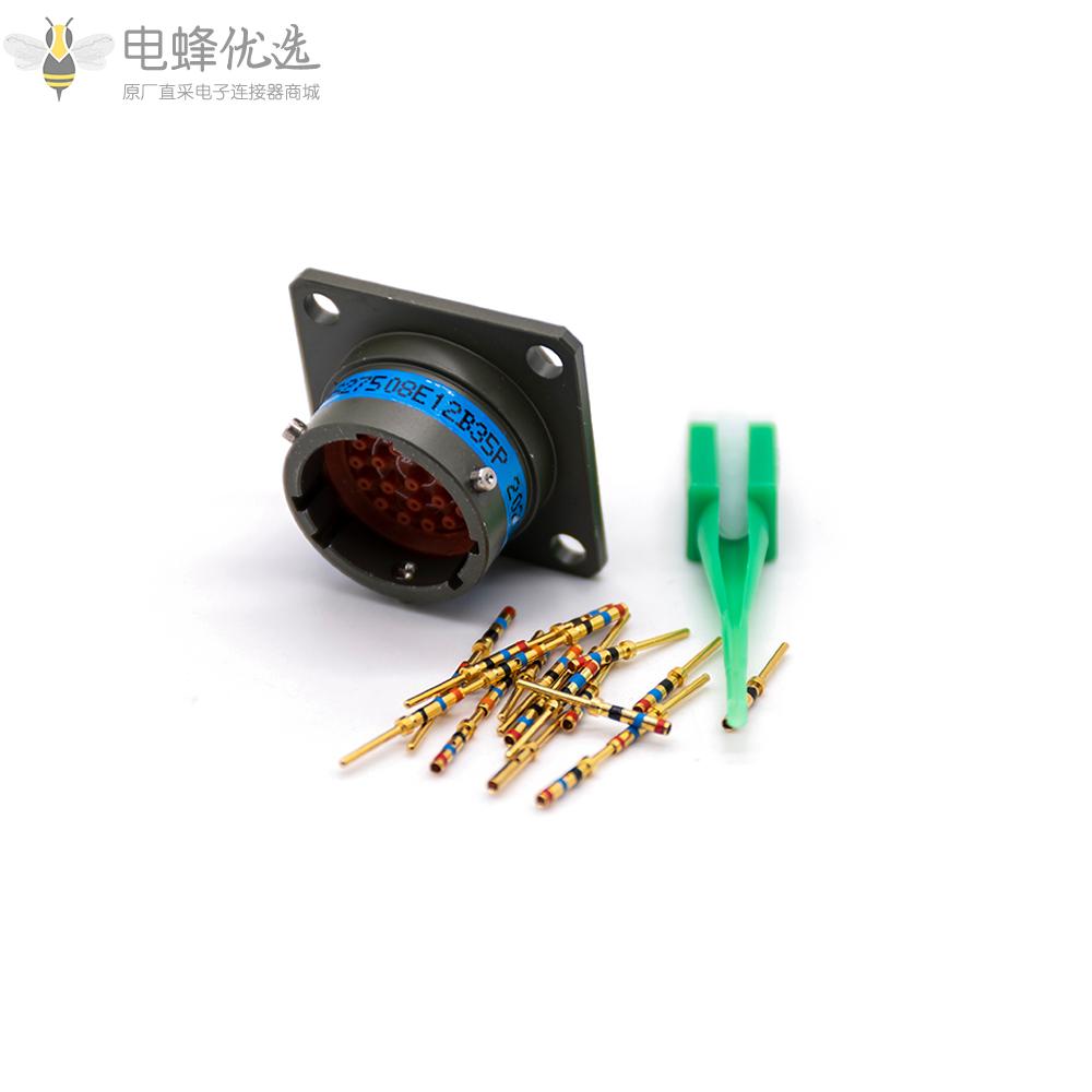 D38999卡口式连接器22芯N键位12号壳体针式方形法兰插座
