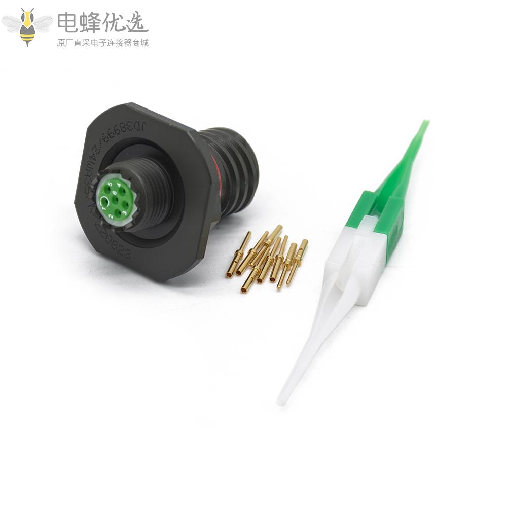 D38999连接器6芯螺母安装N键位9号壳体带针公座