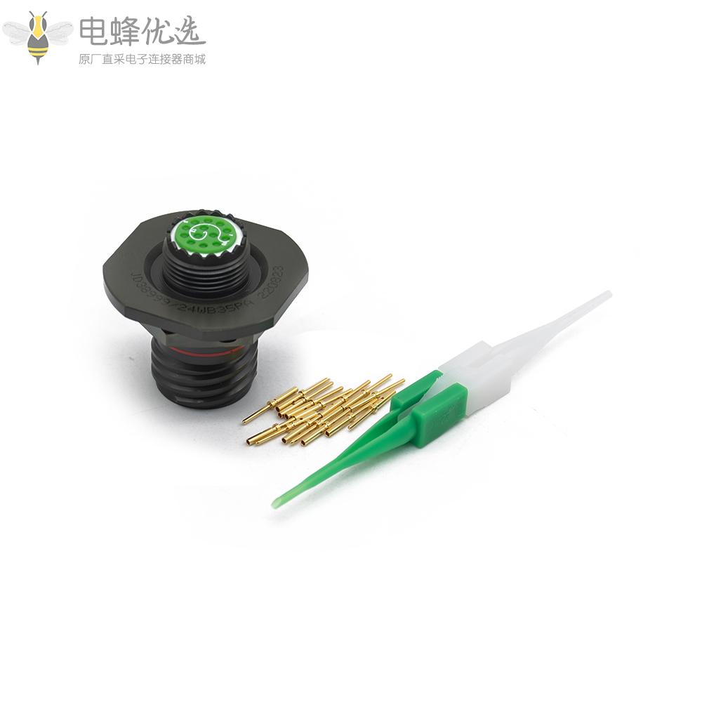 D38999螺母安装连接器13芯A键位11号壳体带孔母插座