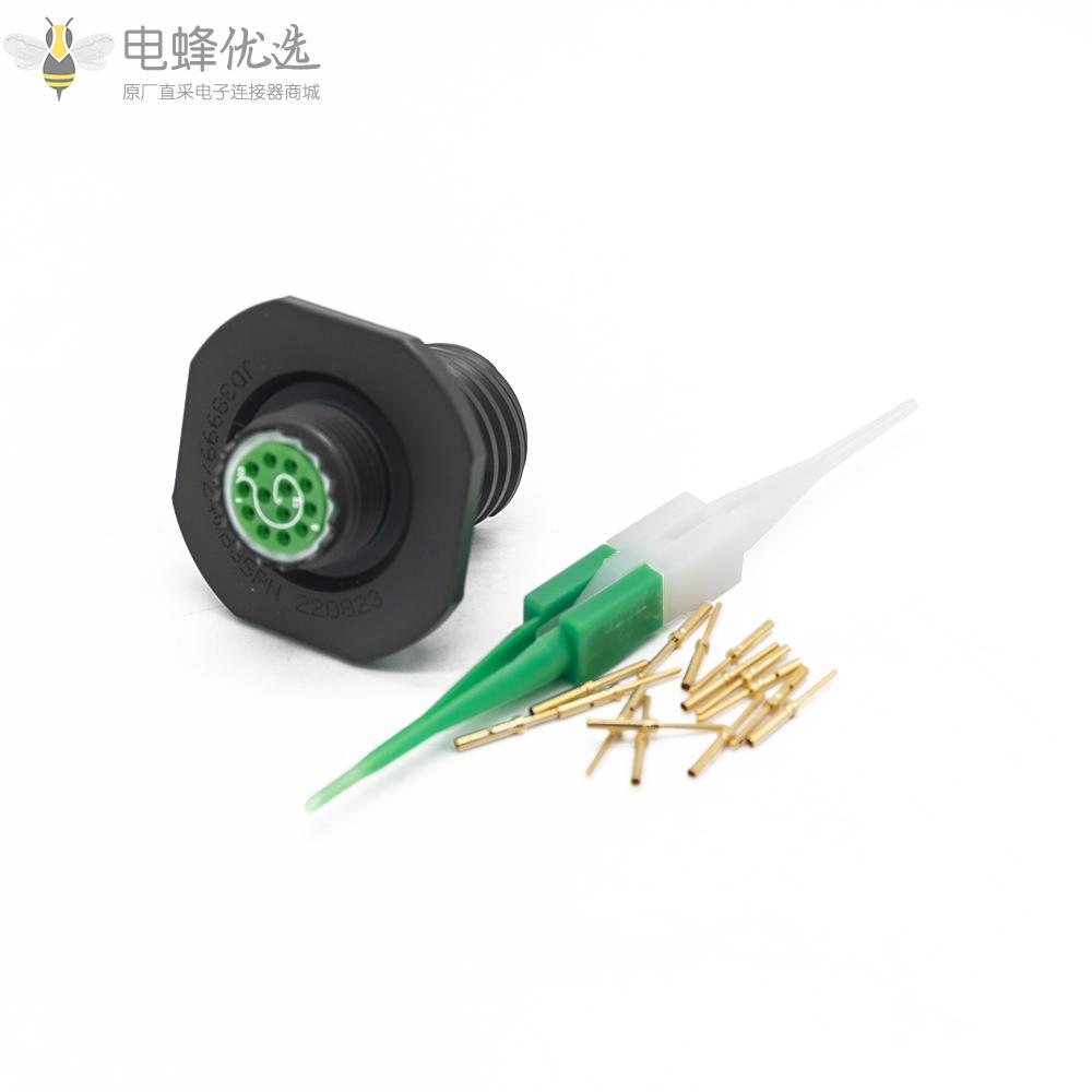 D38999连接器11号壳体N键位13芯螺母安装带针公插头