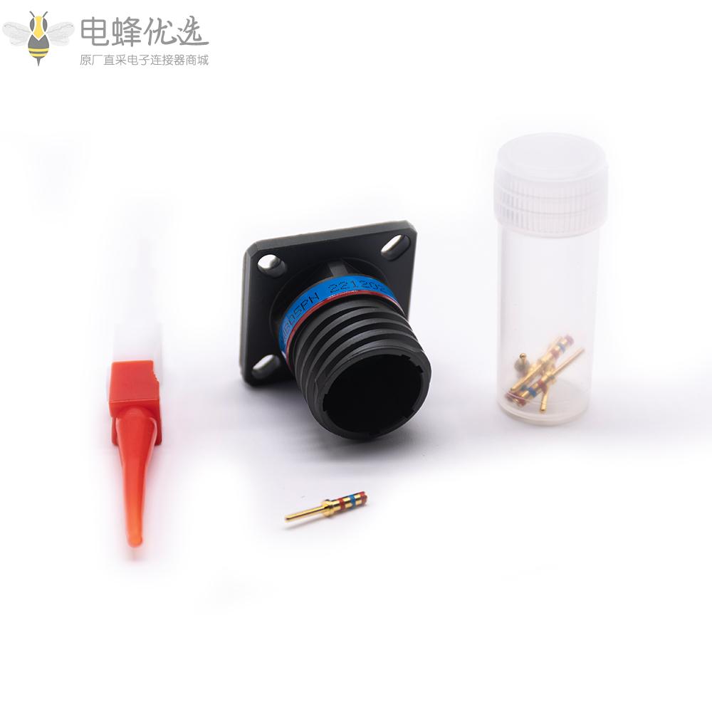 D38999连接器11号壳体5芯方形法兰带针公座N键位