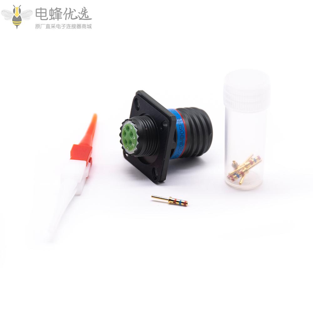 D38999连接器11号壳体5芯方形法兰带针公座N键位